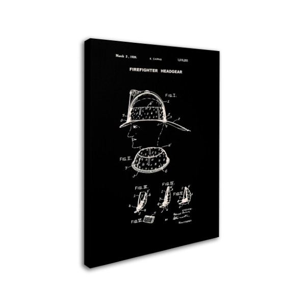 Claire Doherty 'Firefighter Headgear Patent 1926 Black' Canvas Art,18x24